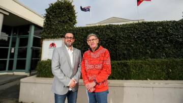 Flashback to July 2019. The then new Gunditjmara Aboriginal Cooperative chief executive officer Ashley Couzens alongside board chairman Locky Eccles. They are now no longer involved in the co-op. Picture: Morgan Hancock
