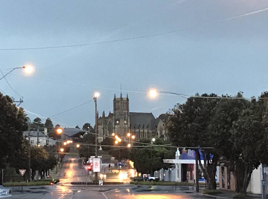 Damp: It was wet and cold at 7am in Warrnambool, feeling like just 2.7 degrees. There's the chance of a thunderstorm and hail this morning.