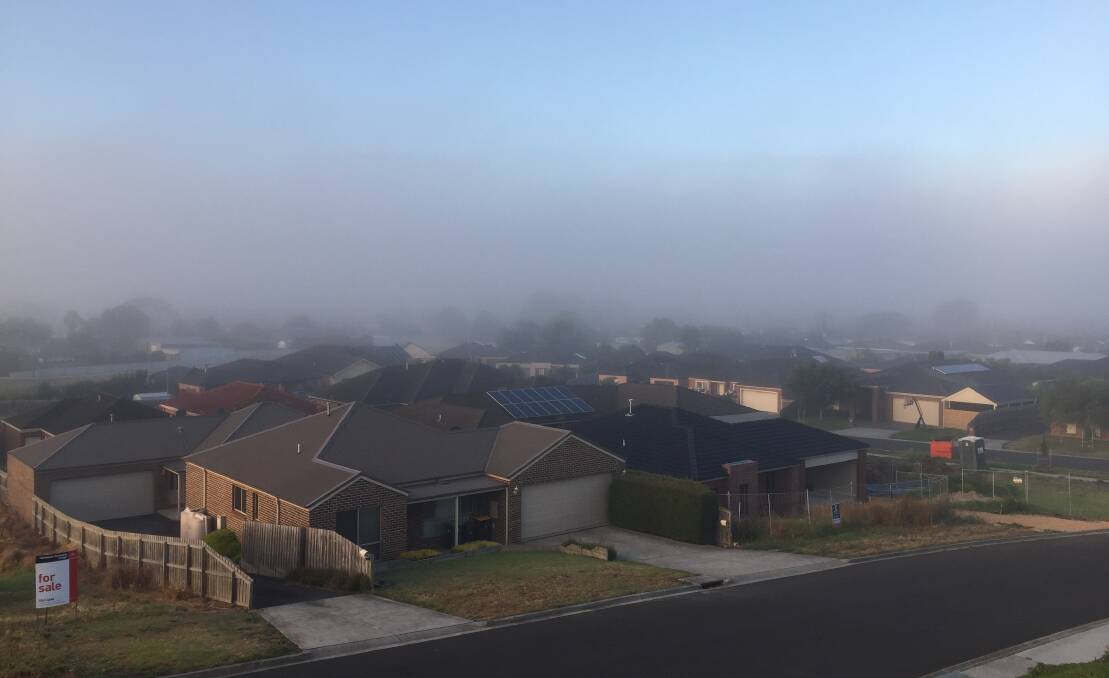 There's a bank of fog over Warrnambool early this morning.