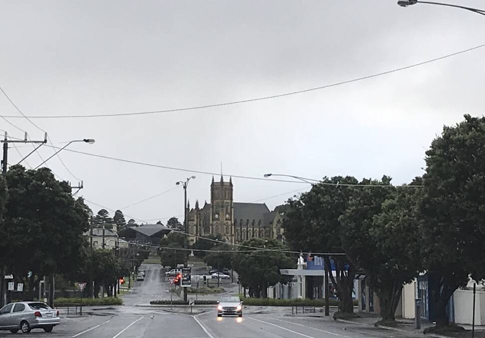 It was so grey at 8.30am in Warrnambool this morning that this looked like a black and white image. The city is expecting a top of 15 degrees today.