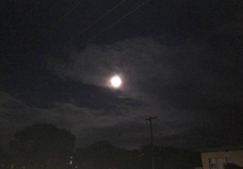 Shining: The moon was bright over Warrnambool just before 7am despuite the clouds. We're expecting a top of 13 degrees today after a cool start that feels like 1.4 at 7am.
