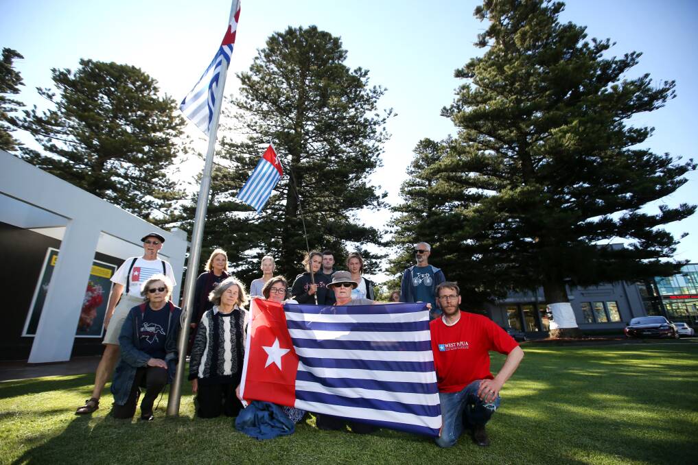 Ongoing struggle: A group of Warrnambool residents previously raised the West Papuan flag at the Civic Green in support of West Papuan separatist movement.