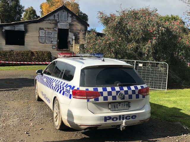 Ruins: The cottage that was destroyed by fire on Wednesday night in Colac. Police are investigating the cause. 