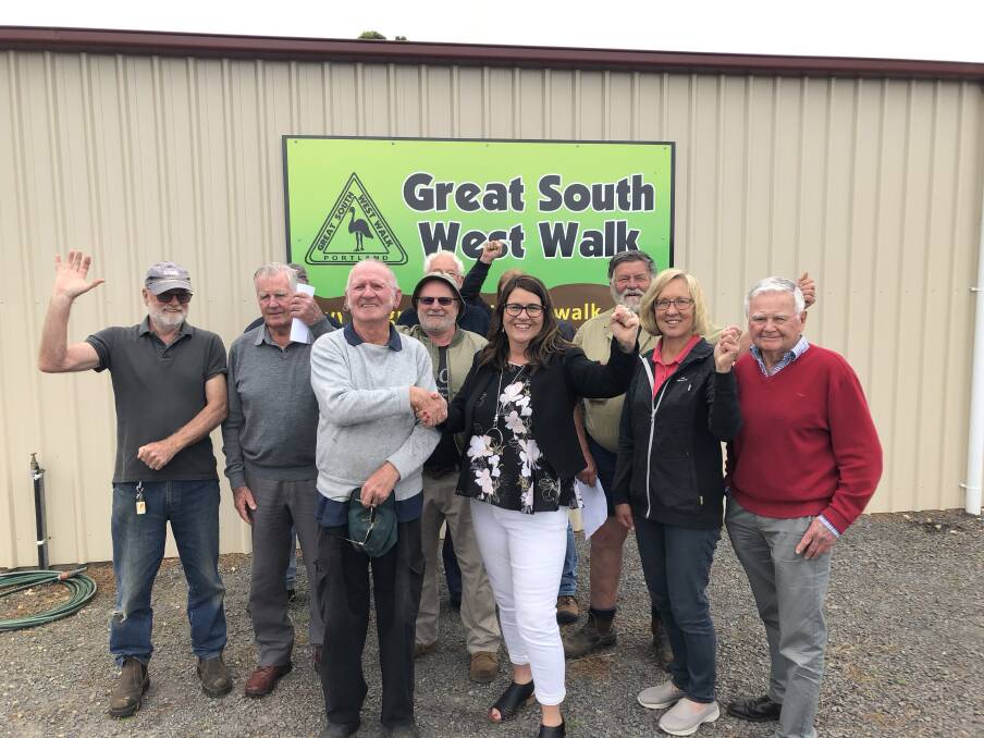 Another election pledge: South West Coast sitting member and candidate Roma Britnell (centre) with South West Walk volunteers after the coalition promised $55,000 if elected.