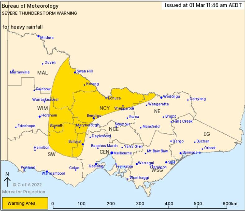 Severe weather warning issued for parts of the state