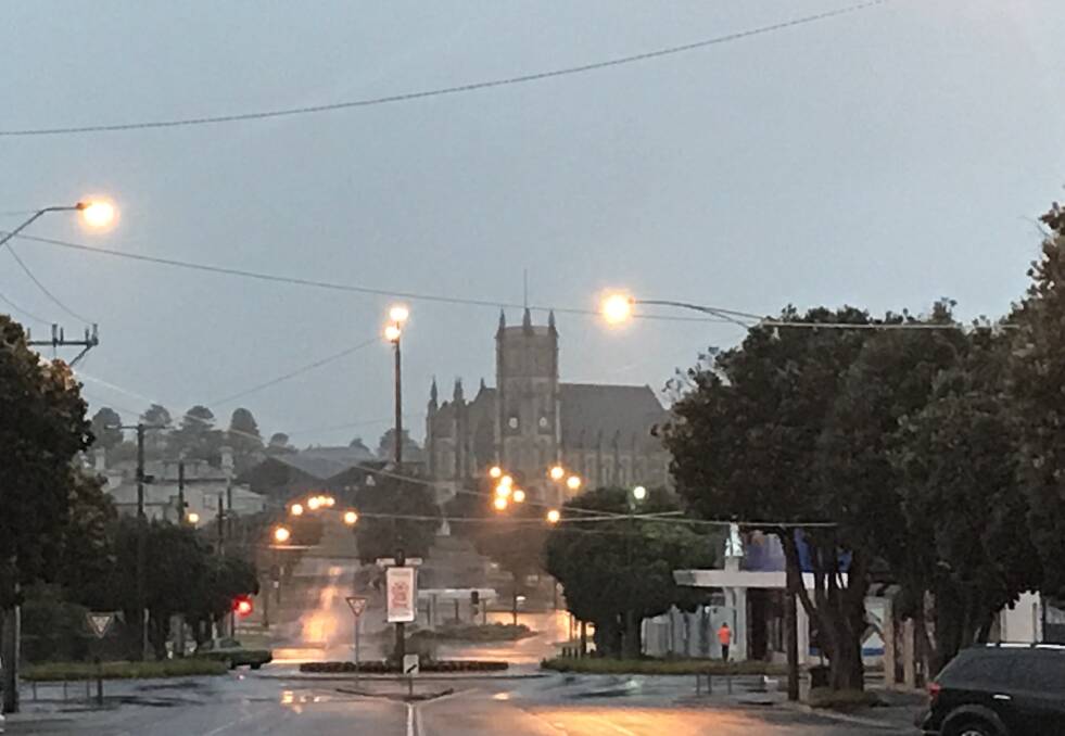 Drizzle: Light rain was falling in Warrnambool at 6.50am. We're expecting a top of 15 degrees.
