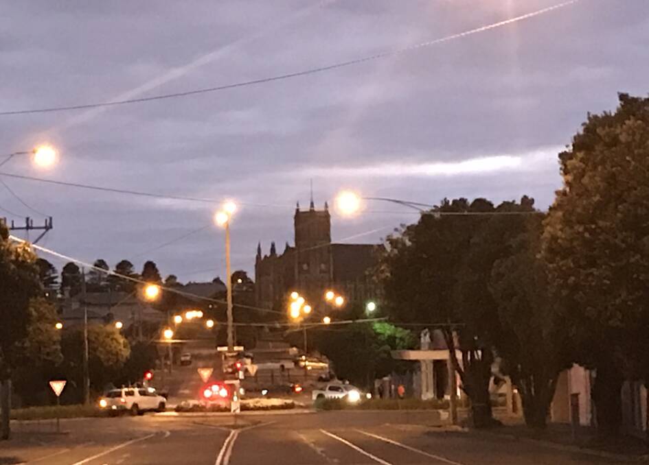 Brighter: Looking north up Warrnambool's Kepler Street at 7.20am. Warrnambool is expecting a top of 19 degrees.