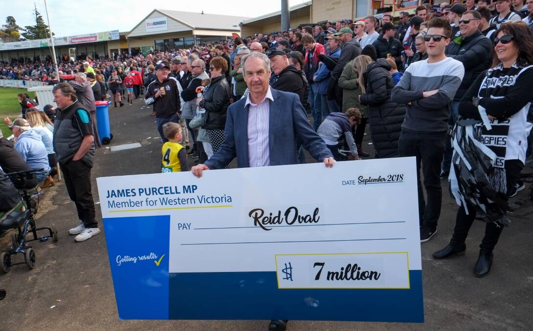 Time for action: Western Victorian MP James Purcell has offered to get a cheque written so work can start at Reid Oval.