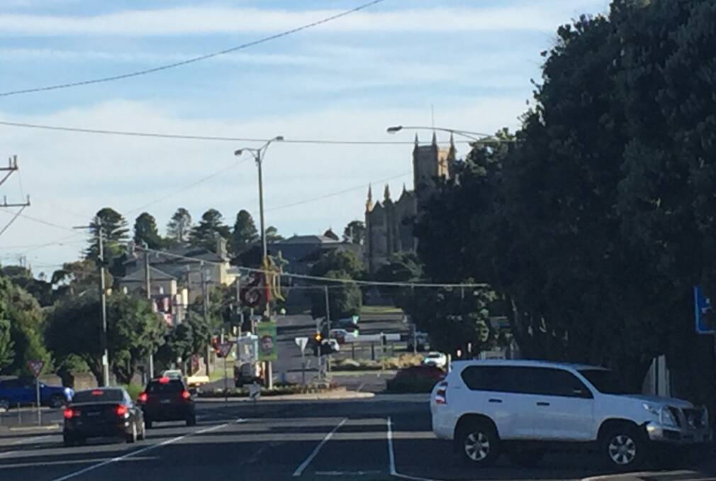 Warming up: The view down Kepler Street at 8am. Warrnambool is expecting a top temperature today of 36 degrees.