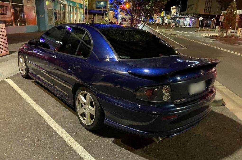 Busted: Two vehicles seen street racing on Tuesday night along Warrnambool's Raglan Parade were impounded by police. This Holden Commodore sedan pulled into a Liebig Street park. The drivers will appear in court at a later date.