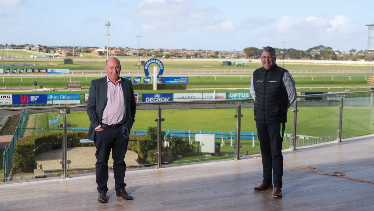 Warrnambool Racing Club president Nick Rule (left) and club CEO Tom O'Connor show off the upgrades of the Matilda Room. Picture: Morgan Hancock