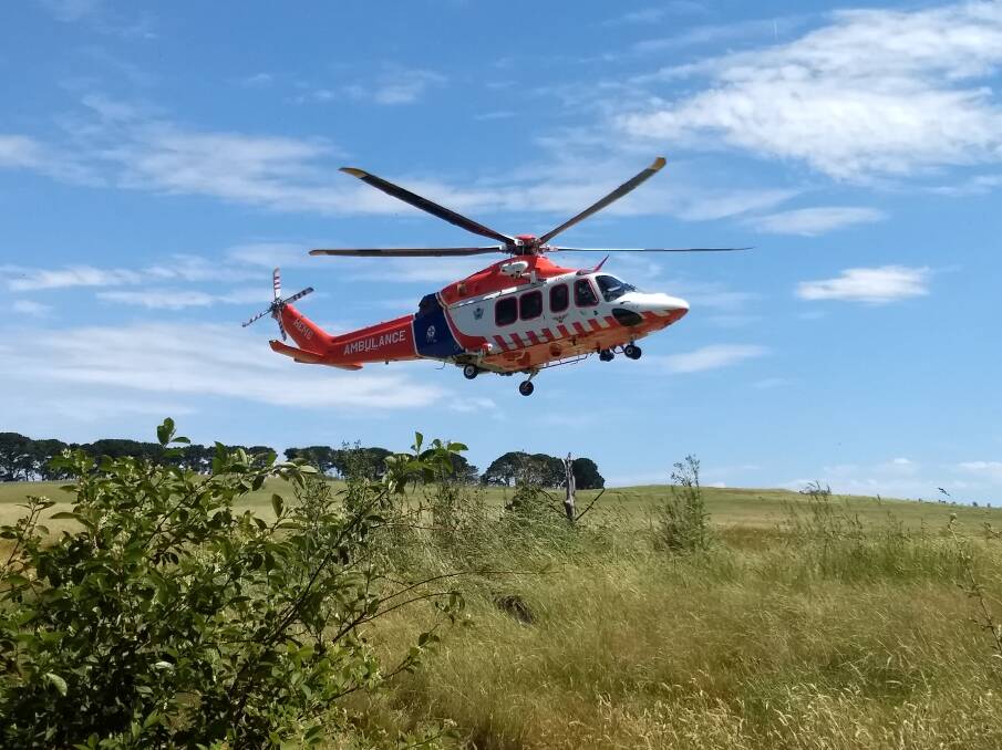The HEMS-4 at the Macarthur accident scene on Tuesday.