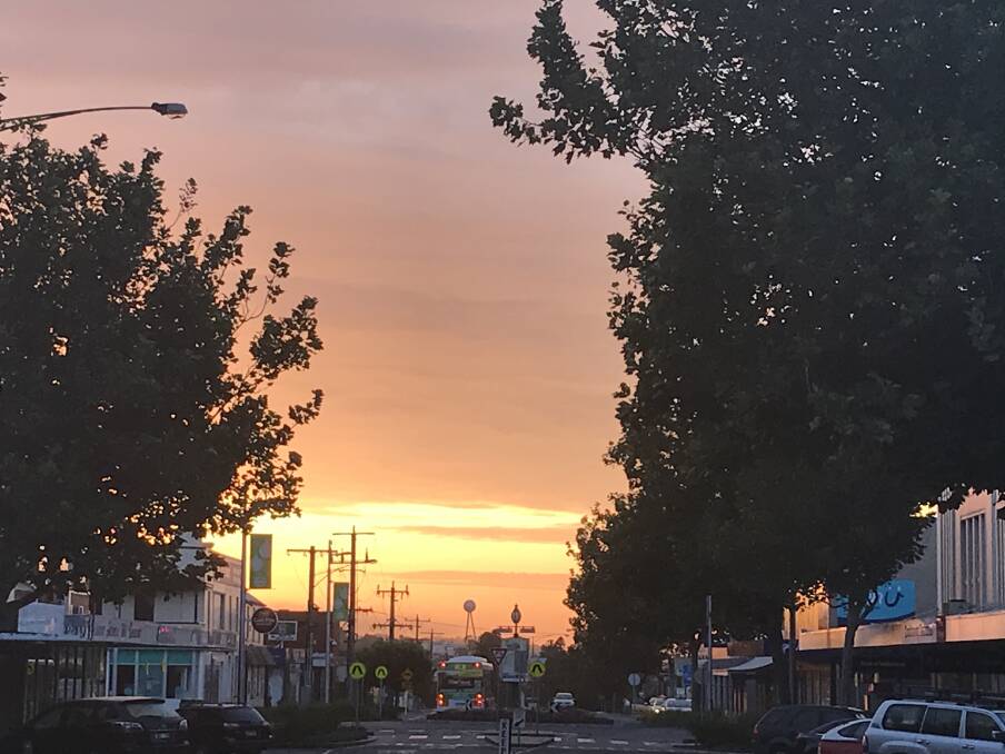 This was the stunning sunrise at 7am looking east down Lava Street in Warrnambool. Warrnambool is expecting a top of 20 degrees