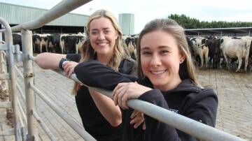 International experience: ABS Global
bovine reproduction technicians
AMERICAN TECHNICIANS: Rebecca Leonard and Lynnsey Crouch have travelled from America to work with Nu-Genes, breeding cows in Australia. 