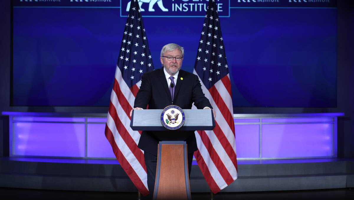 Former Australian prime minister Kevin Rudd speaks in Washington, DC earlier this year. Picture Getty Images