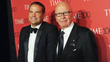 Media magnate Rupert Murdoch is stepping down as chairman of News Corp and Fox, replaced by his son Lachlan, left. Picture AAP