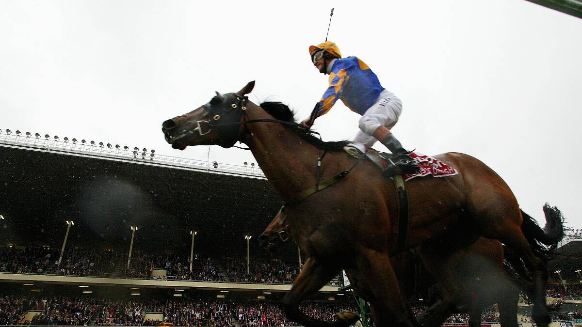 Fields of Omagh wins the 2003 Cox Plate. Picture Getty Images
