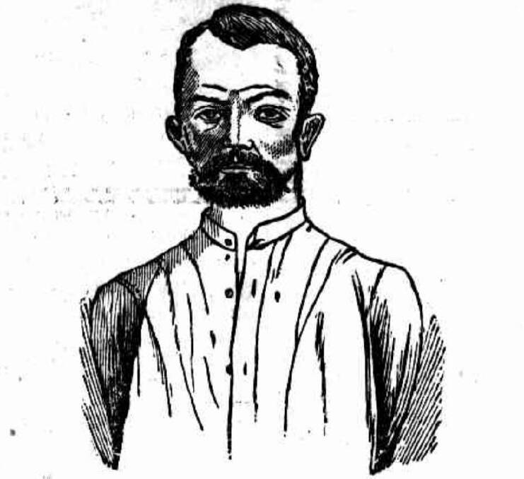 PORTRAIT OF A MURDERER: A drawing of Albert Schmidt soon after his arrest and execution, printed in The Australian Star, Sydney, Wednesday October 1, 1890.