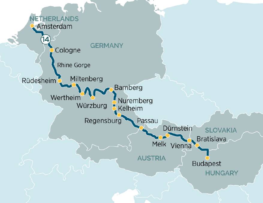 ITINERARY: The 15-day cruise takes in the best parts of the Rhine, Main and Danube rivers, stopping in at historic city ports where you can do more exploring on land.
