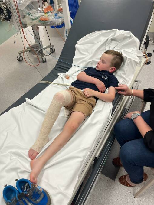 Young's four-year-old Myles Sullivan had to undergo several tests at Wagga Base Hospital after he was bitten by a brown snake. Picture by Sarah Sullivan 