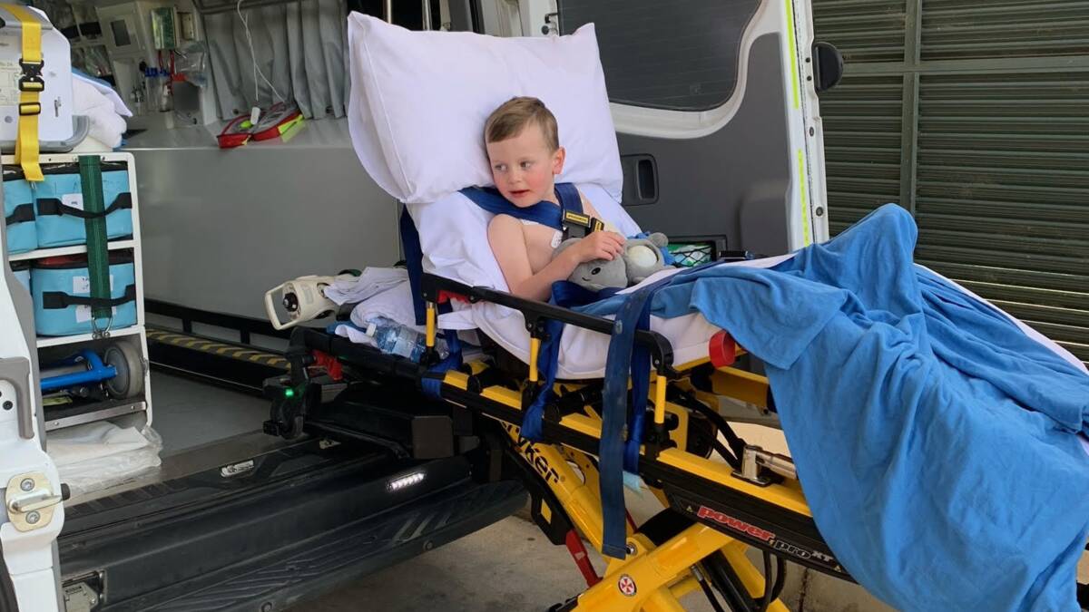 Young's four-year-old Myles Sullivan was riding his bike when a brown snake which had been hiding in long grass struck him. Picture by Sarah Sullivan 
