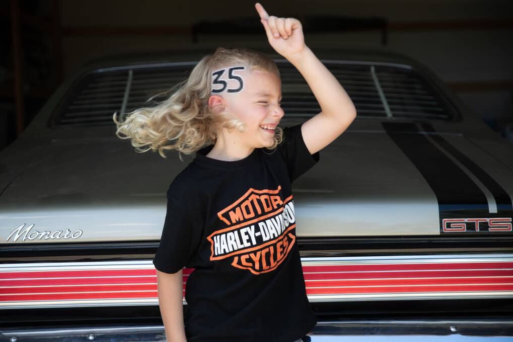 Wagga boy Hux Battenally, 6, named Best Junior Mullet at the 2023 Summernats. Picture by Madeline Begley