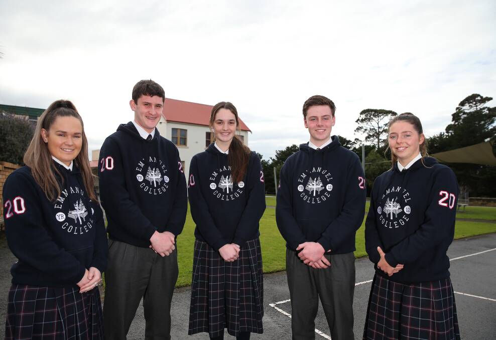 HALF WAY: Emmanuel College year 12 students, Sophie Woolstencroft, 18, Jacob Gome, 17, Gabby Lougheed, 17, Sam Crouch-Loveday, 17, and Molly O'Brien, 18. Picture: Mark Witte.