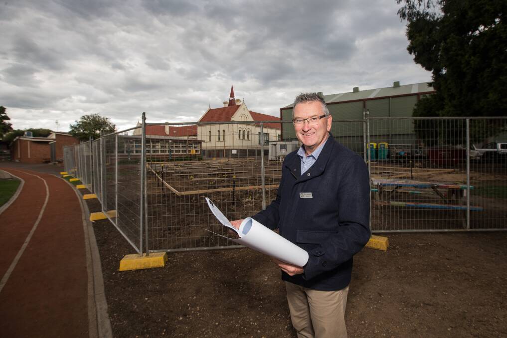 NEW CLASSROOMS: Warrnambool Primary School principal Peter Auchettl at the site where a new modular building with two new classrooms will be assembled in coming weeks. Picture: Christine Ansorge
