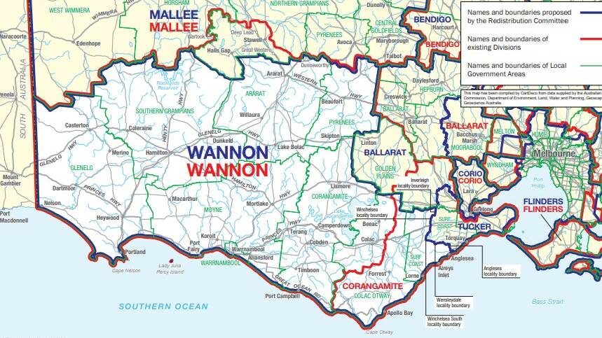 The Australian Electoral Commission's proposed boundary changes for Wannon would shift the electorate's eastern boundary as far as Anglesea. 