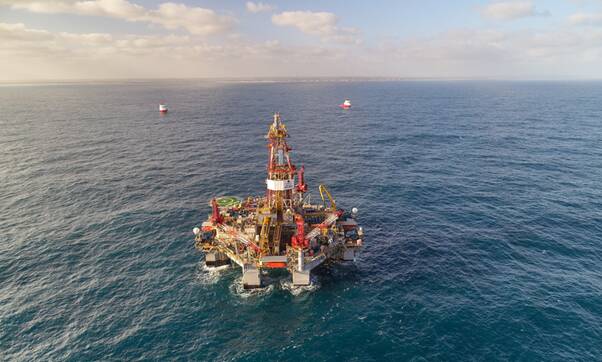 GAS DISCOVERY: Cooper Energy's Ocean Monarch, pictured offshore from Peterborough, discovered a new gas field and plans to extract from it in 2021. 