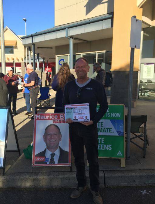 MEETING VOTERS: Wannon Labor candidate Maurice Billi met voters at Warrnambool's early voting centre this week. Picture: Jackson Graham