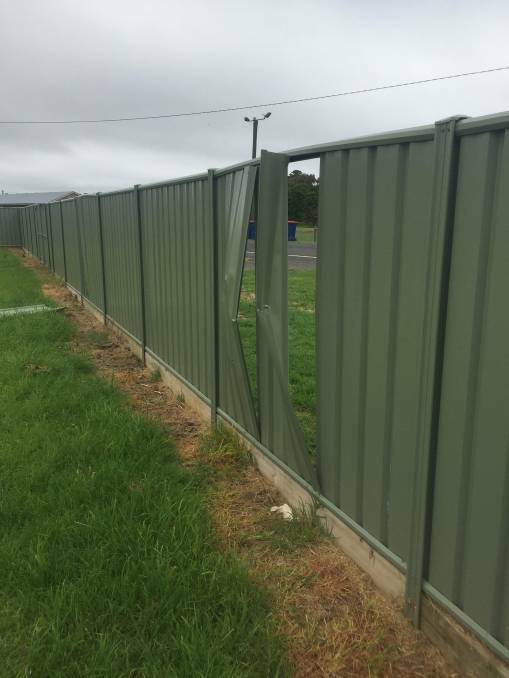 Damage to a fence at Port Fairy.