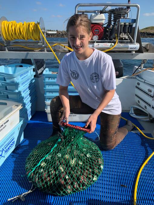 'YOUNGEST DIVER': Port Fairy's Bree Fox is believed to be the youngest commercial diver in Australia. She works with her dad harvesting periwinckles. Picture: supplied