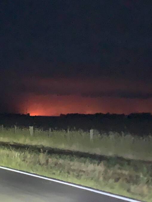 The Budj Bim National Park/Mt Eccles fire on Thursday night from Tyrendarra. Photo: Rose Wombwell