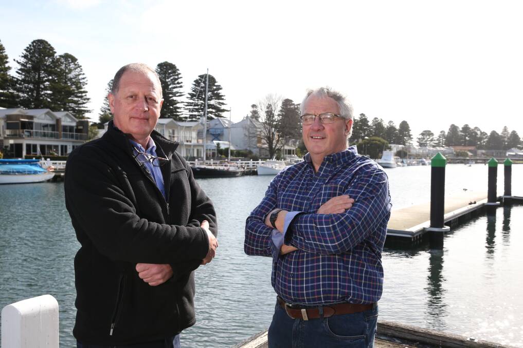 OPPOSED: Port of Port Fairy coordinator David Mattner and chair Cr Colin Ryan. Moyne Shire Council has opposed a plan for a single state authority to manage ports. Picture: Mark Witte