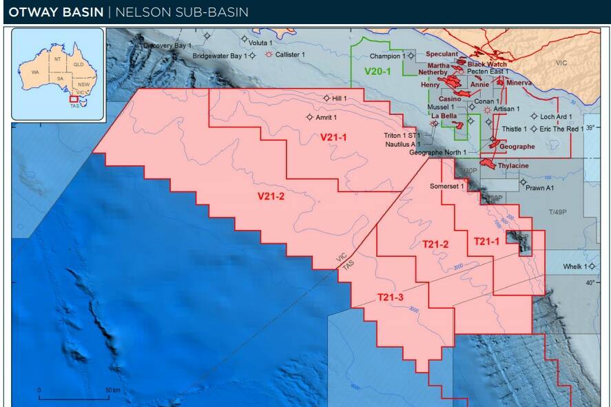 A 5964 square kilometre area has been released for gas and oil exploration off the coast of Port Campbell.