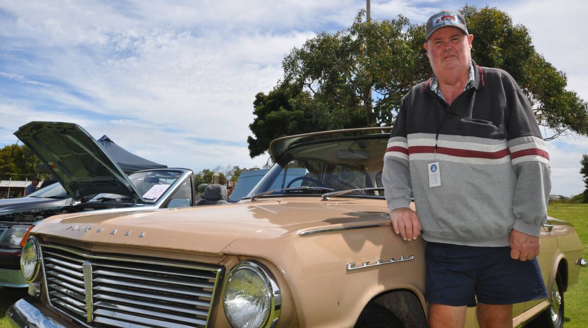 CHILDHOOD MEMORY: Warrnambool's Robert Donohue showed off his 1965 Vauxhall at Lake Pertobe on Saturday among about 35 other models. Picture: Jackson Graham