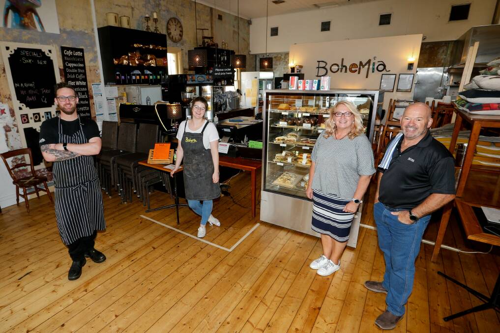 Pictured: Brenton Hussey, Tash Clark, Jo Hickman and Steve Hickman from Bohemia Cafe in Warrnambool. Picture: Anthony Brady