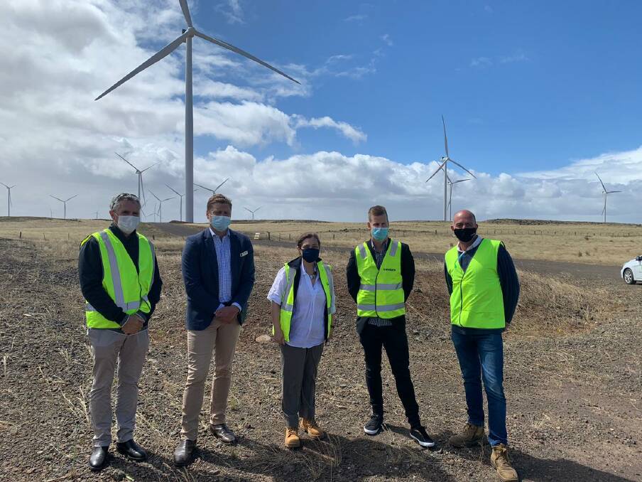 GENERATION: Victoria's Energy Minister Lily D'Ambrosio with Moyne Shire and Tilt Renewables representatives on Friday. 