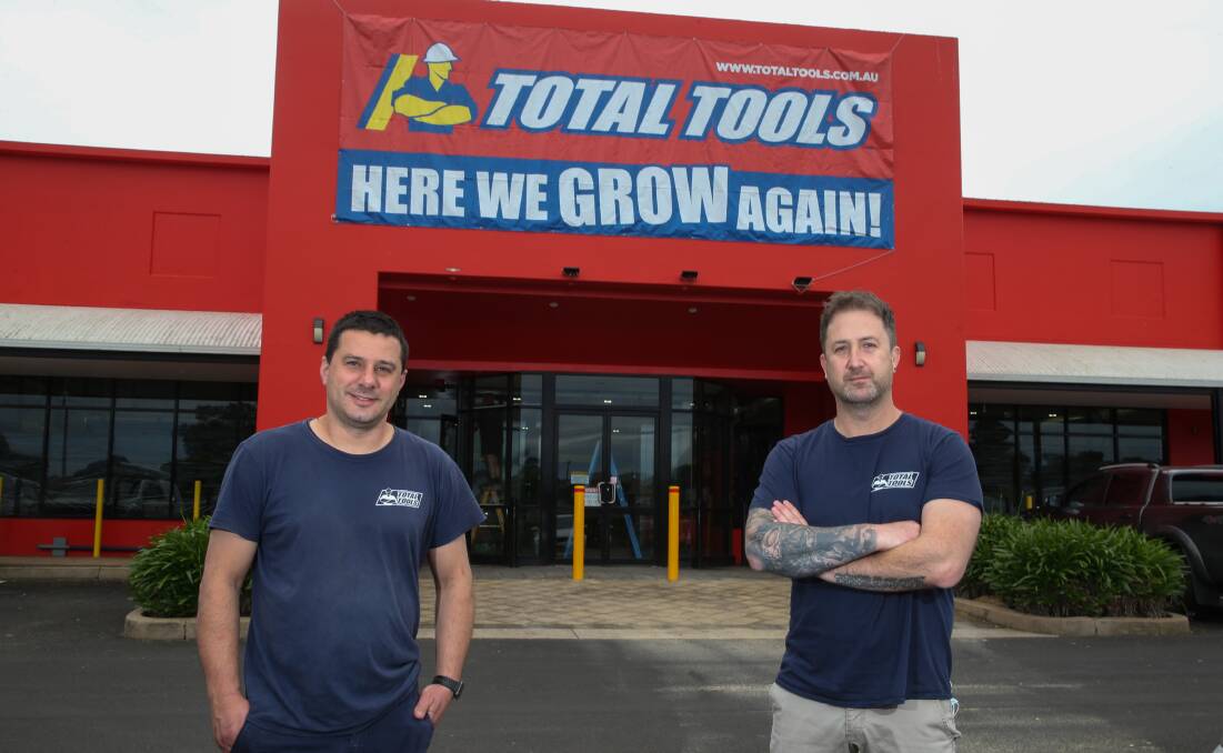 NEWCOMERS: Warrnambool Totals Tools' directors Michael Glouftsis and Kyall Wragge are opening a new store in November. Picture: Mark Witte