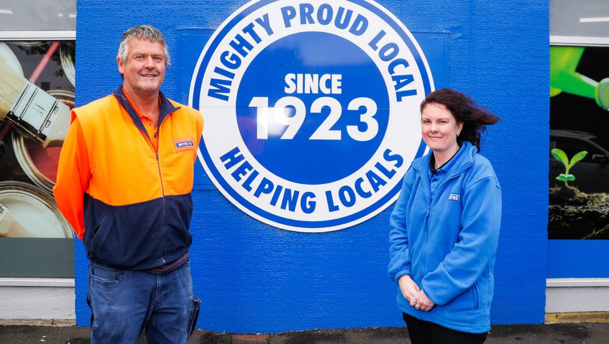 Co-owner John Ponting said the award was due to the business raising its standards since becoming a Mitre 10. He's pictured with operations manager Kat Ross. Picture: Morgan Hancock. 