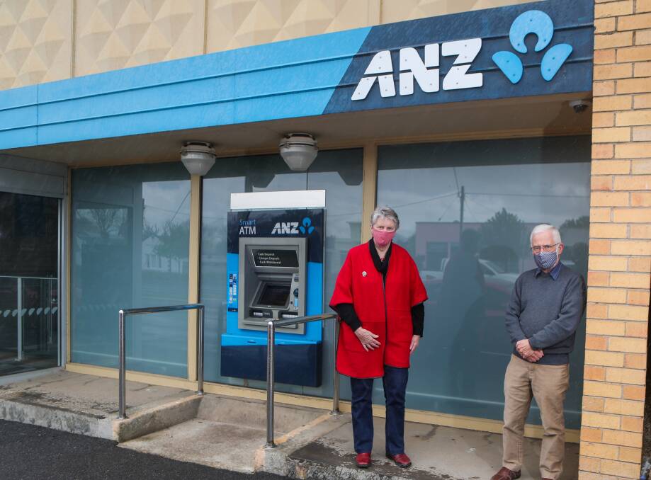 BRANCH TO GO: Jill Parker and Kelvin Goodall at ANZ Mortlake which is set to close down in March next year. Picture: Morgan Hancock