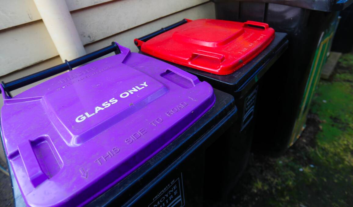Recycling in a new glass-only bin has been successful, but glass continues to contaminate the yellow bin - sending all general recycling to landfill. Picture: Morgan Hancock