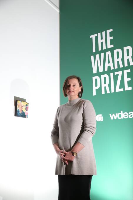 WINNER: Embroidery artist Karen Richards created Warrnibald winning portrait of her artistic mentor Des Bunyon. Picture: Mark Witte. 
