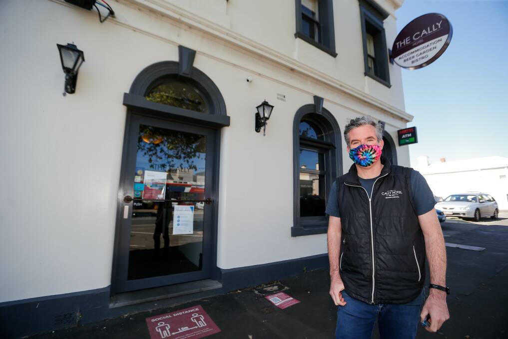 INNOVATION: Lucas Reid is planning all-weather outdoor dining for the Cally Hotel. He's hoping the plans will be under way by December but will include shelter and heaters, if a council application is successful. Picture: Anthony Brady