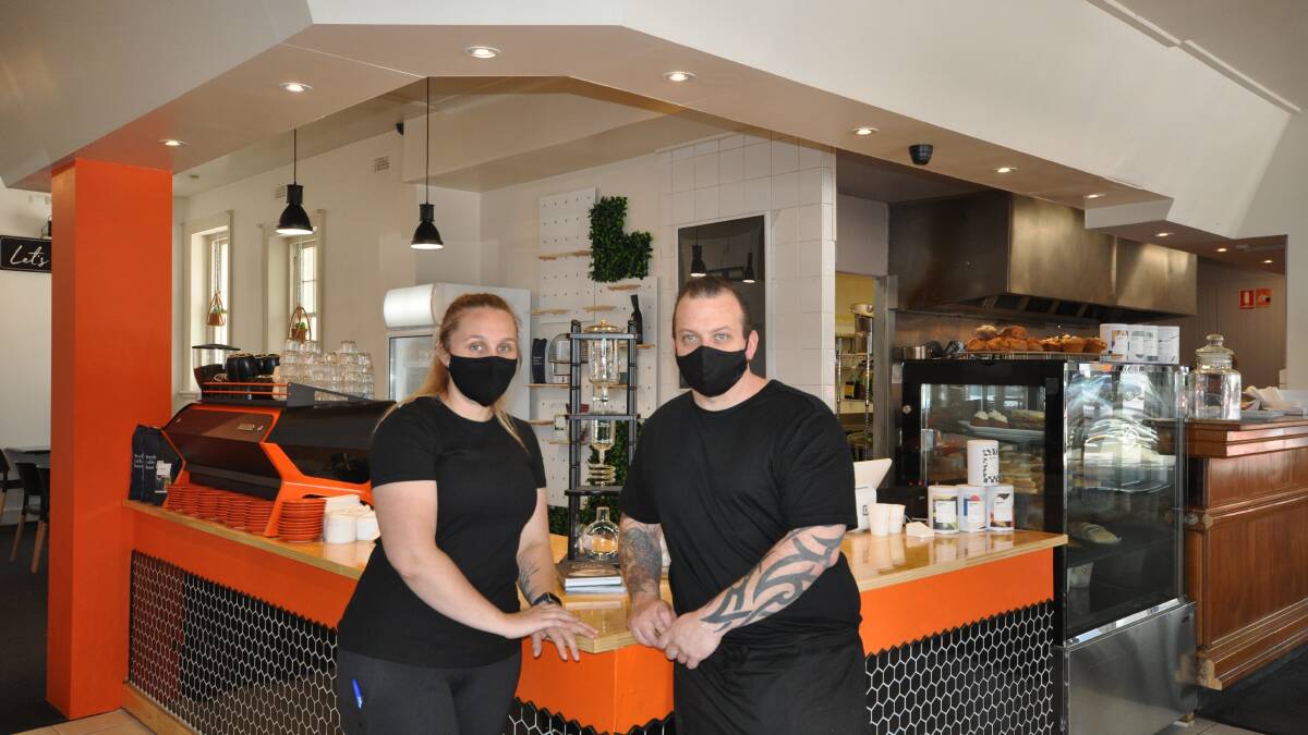 OPEN FOR BUSINESS: Mark Mitchell and Anita Drury opened Phoenix Cafe and Catering on the corner of Kepler and Koroit streets to their first customers on Thursday. Picture: Jackson Graham