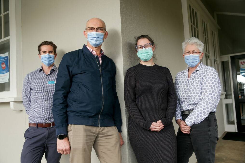 FEELING AT HOME: Terang Medical Clinic's Deakin intern Brad Treloar, Dr Tim Fitzpatrick, Dr Jacqueline Altree and Dr Linda Anderson. Picture: Chris Doheny