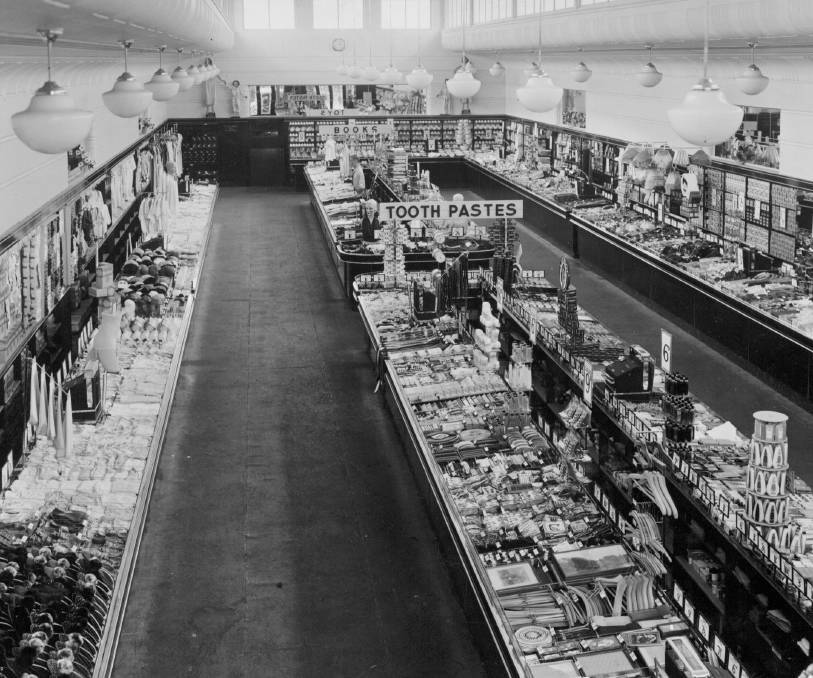 SPACIOUS AISLE: The interior of the old Coles Store which was located in Liebig Street in the 1940s and 50s. Picture supplied by Warrnambool & District Historical Society.