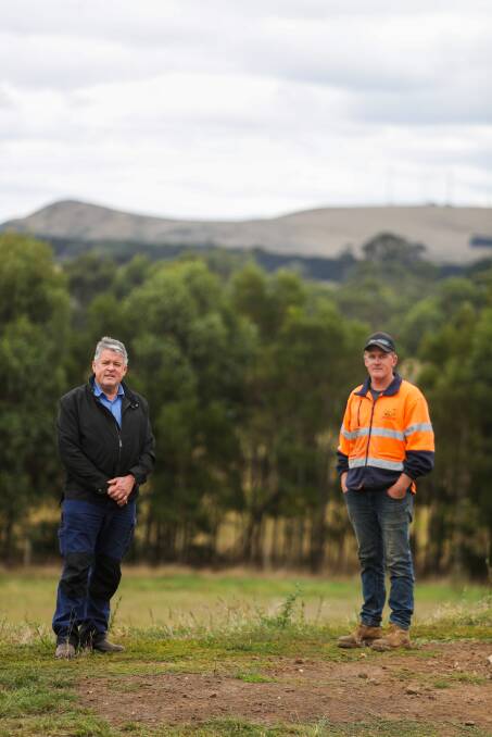 PLANNING DEBATE: Geoff Rollinson, left, is leading a group with concerns about a proposed blue stone quarry at Ben McLeod's, right, Panmure property. Picture: Morgan Hancock 
