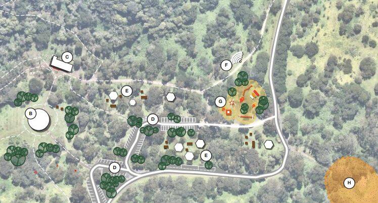 Designs from the draft plan show the barbecue area at Tower Hill, where there could be a nature playground and pavilion 